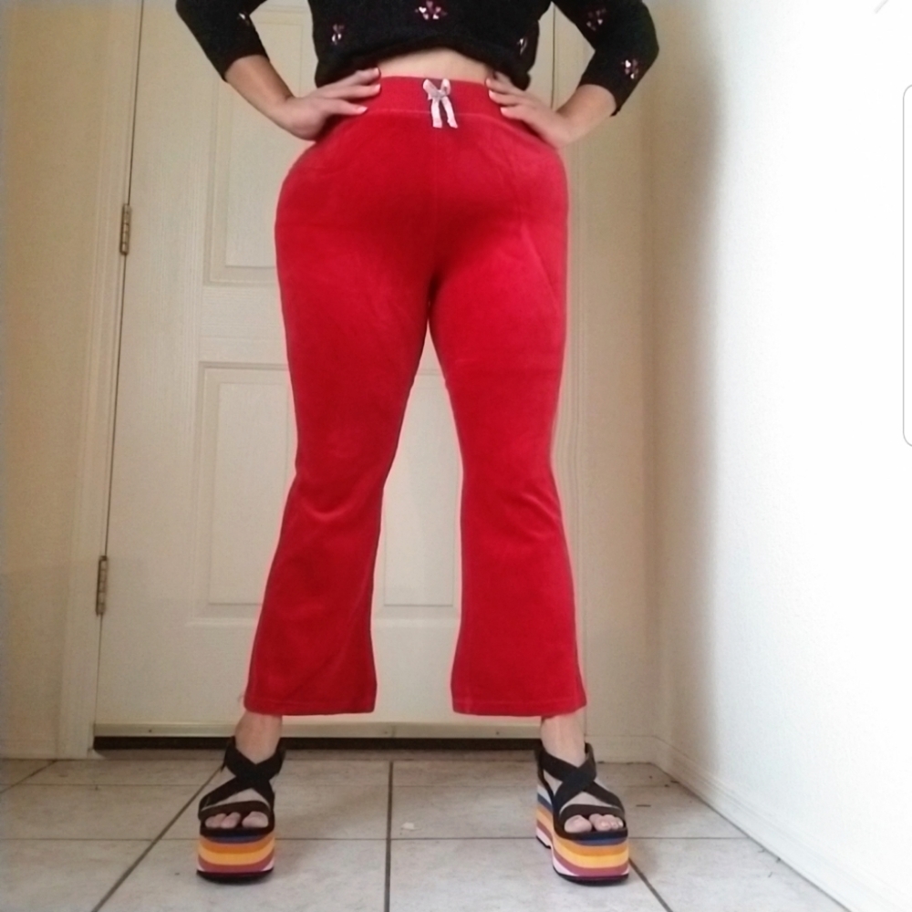 Plus size vintage velour track pants